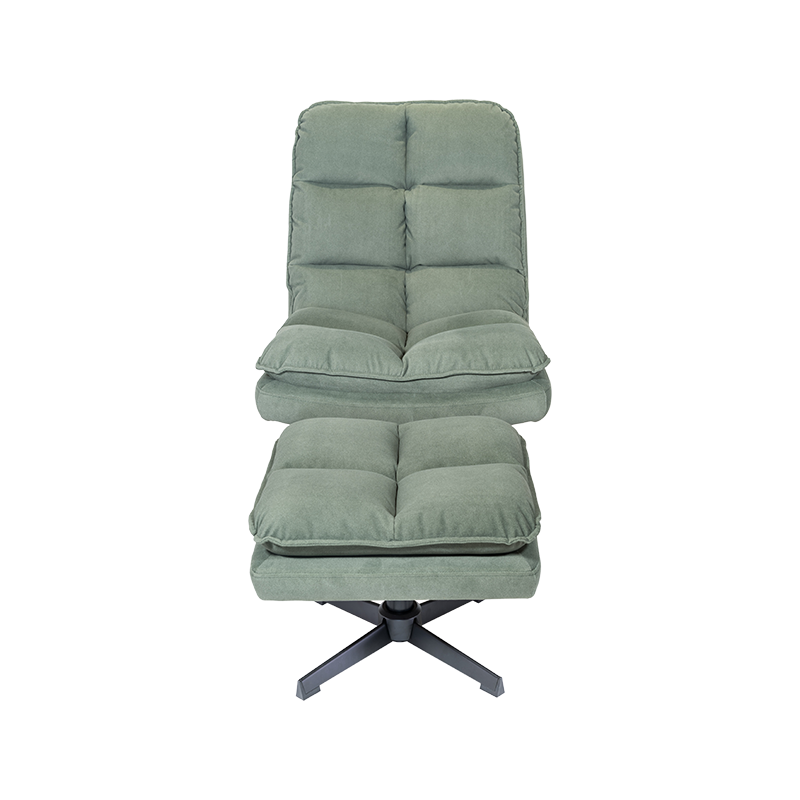 Reclinner de tecido giratório de 360 ​​graus verde/branco com apoio de lounge de apoio para os pés